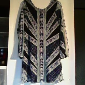 Fire Los Angeles Large Stretch Blue Print Dress